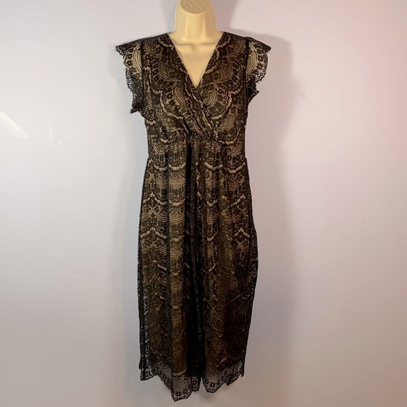 Tiffany Rose maternity Imogene black lace cap sleeve mini /midi dress size UK 3 - Picture 3 of 13